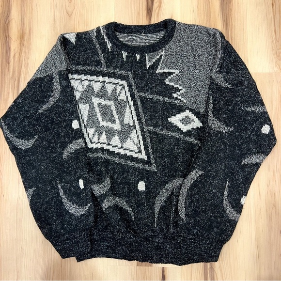 Vintage 90s Patterned Crewneck Sweater Size XL - Picture 1 of 9